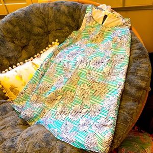 Crown & Ivy Preppy Green Striped Tropical Sundress NWOT